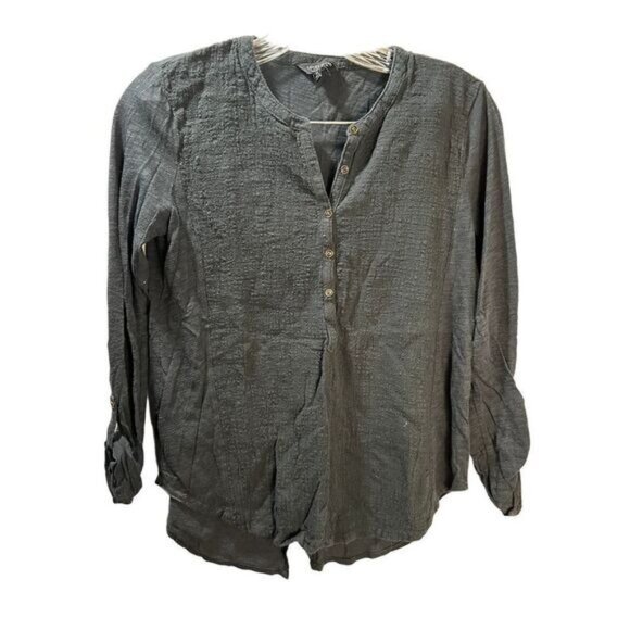 NWOT‎ Cotton Linen Button Down Dress Shirt Crewneck XS - Picture 1 of 7